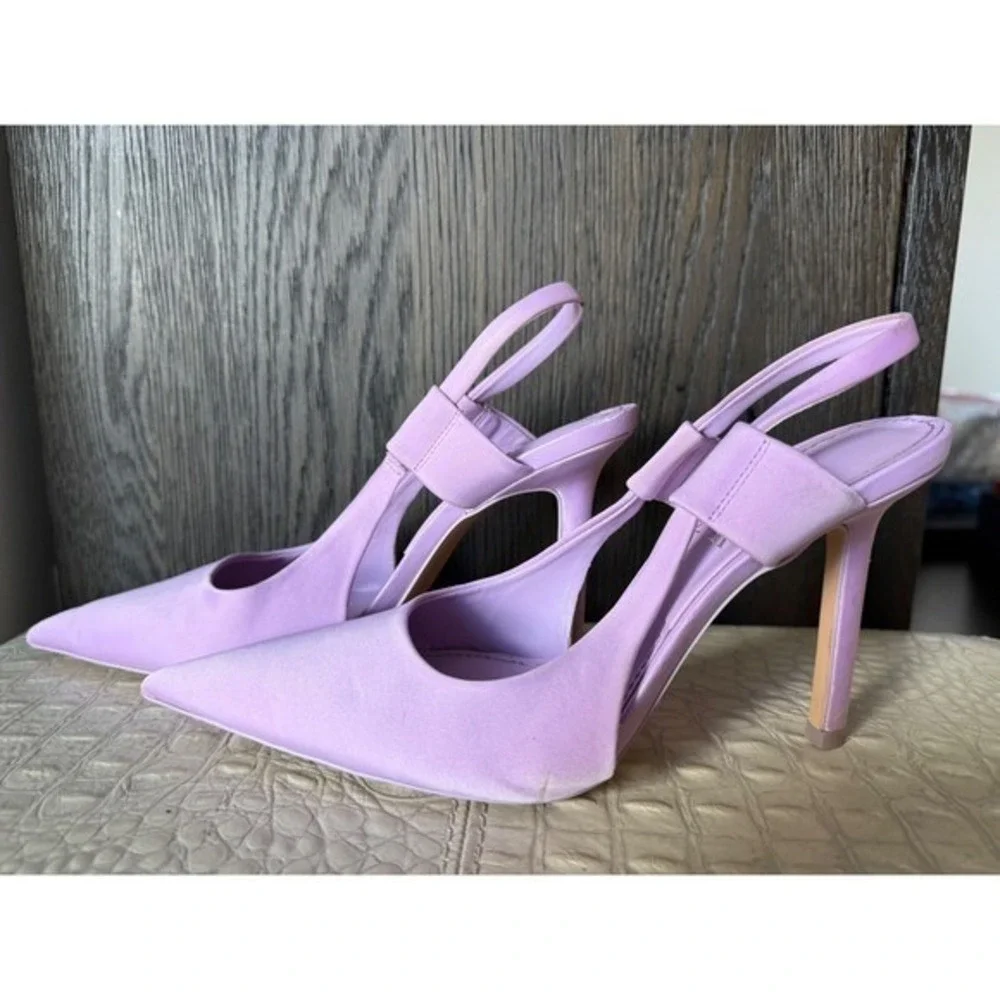 Zara Lavender Slingback Heels Pointed Toe Stiletto Pumps Size 39